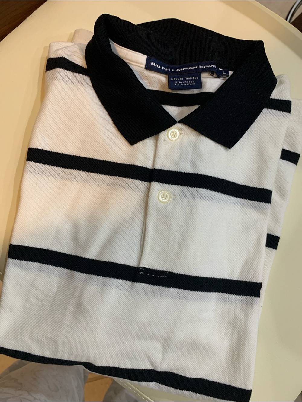 Ralph Lauren Sport Black and White Striped Polo size L